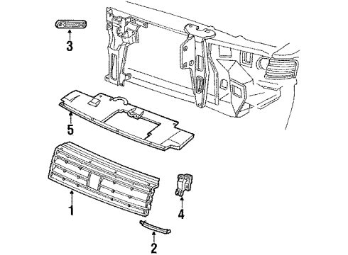 1992 Oldsmobile Toronado Grille & Components Diagram
