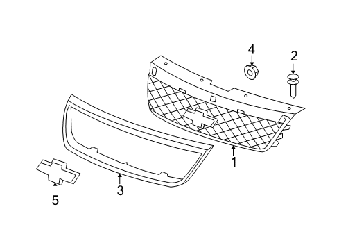 2006 Chevy Malibu Grille & Components Diagram