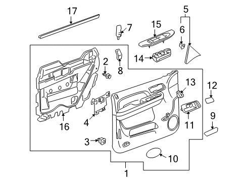 2009 GMC Yukon Handle, Inside, Front Passenger Side Diagram for 22855610