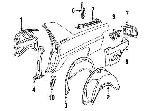 1996 Buick Roadmaster Inner Structure - Quarter Panel Diagram