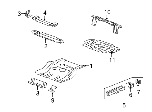 2009 Saturn Vue Rear Floor & Rails Diagram