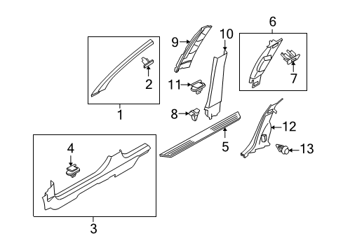 2008 Saturn Astra Interior Trim - Pillars Diagram