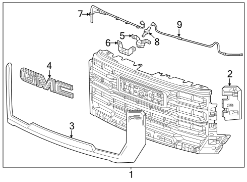 2025 GMC Sierra 3500 HD Grille & Components Diagram