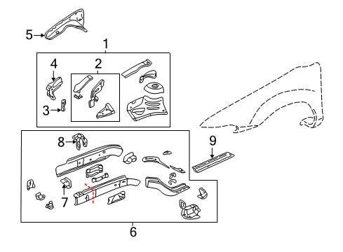 2002 Oldsmobile Alero Upper Rail, Front Driver Side Diagram for 22595379