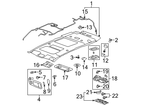 2007 GMC Acadia Interior Trim - Roof Diagram