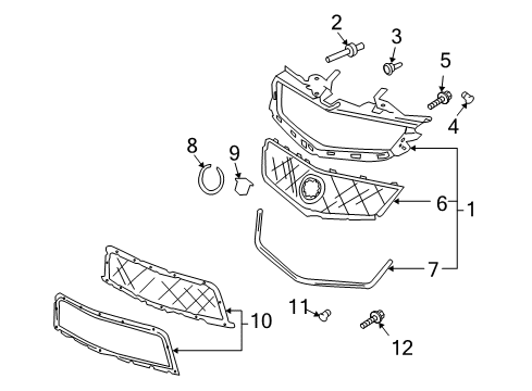 2012 Cadillac CTS Grille & Components Diagram 4 - Thumbnail