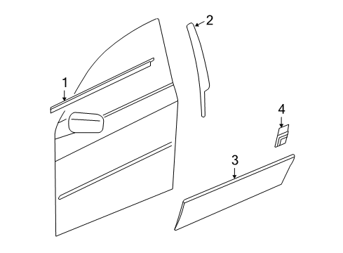 2008 Cadillac SRX Exterior Trim - Front Door Diagram