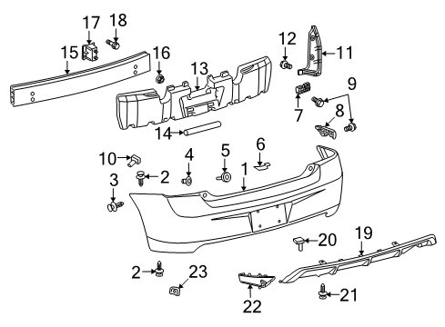 2009 Pontiac Vibe Bumper & Components - Rear Diagram