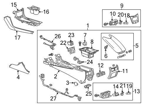 2014 Cadillac ATS Extension Panel, Black, Front Passenger Side Diagram for 23235362