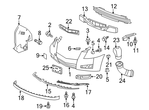 2009 Cadillac CTS Bumper & Components - Front Diagram 2 - Thumbnail