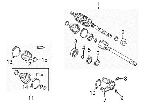 2009 Pontiac Vibe Drive Axles - Front Diagram
