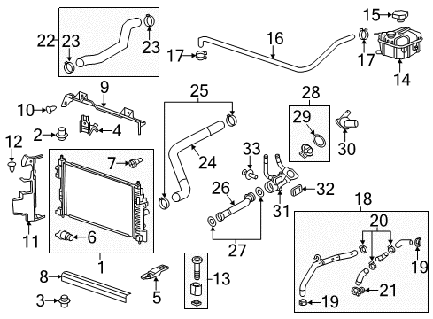 2013 Chevy Malibu Radiator & Components Diagram