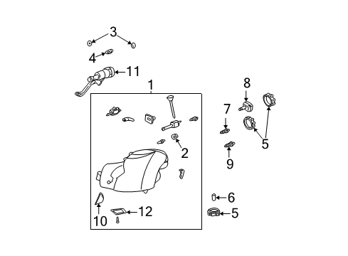 2004 Cadillac CTS Headlamp Bulb Diagram for 25735602