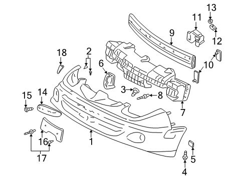 2000 Pontiac Sunfire Bumper & Components - Front Diagram