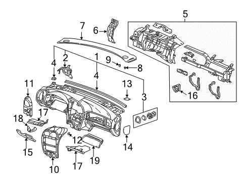 2003 Oldsmobile Bravada Instrument Panel, Oak Diagram for 15197407