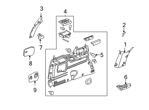2005 Chevy Venture Interior Trim - Side Panel Diagram