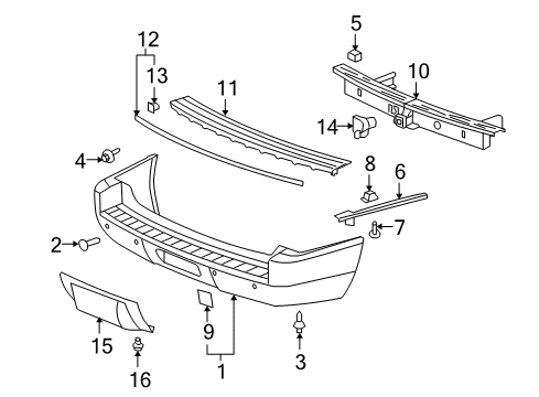 2011 Cadillac Escalade Bumper & Components - Rear Diagram