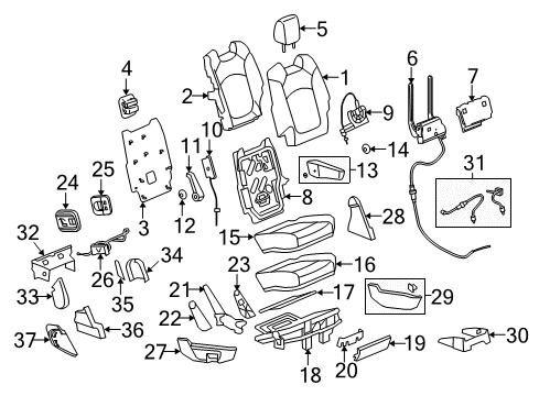 2014 Chevy Traverse Seat Back Frame, Rear Passenger Side Diagram for 22775881