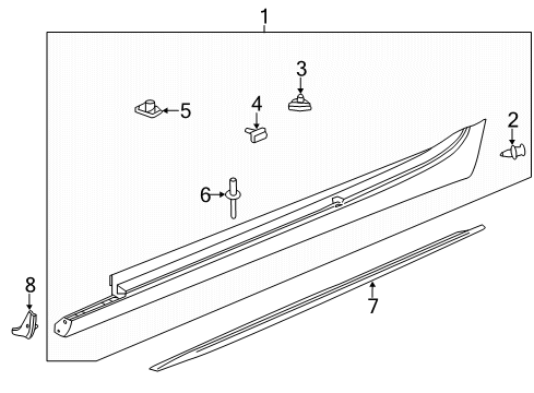 2017 Cadillac ATS Exterior Trim - Pillars Diagram