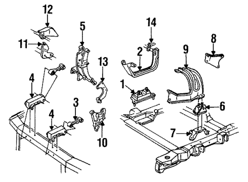 1992 Pontiac Grand Prix Engine & Trans Mounting Diagram