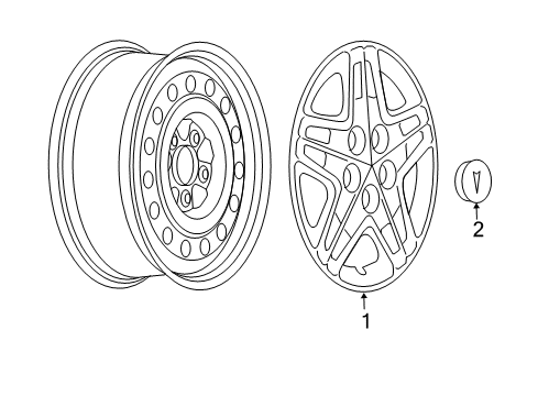 2007 Pontiac Grand Prix Wheel Cover Diagram for 9595570