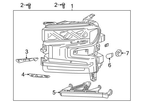 2022 Chevy Silverado 1500 LTD Headlamp Components Diagram
