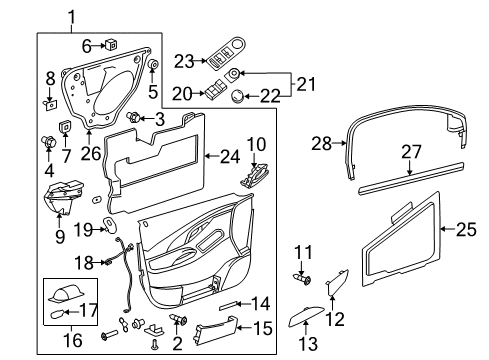 2010 Buick LaCrosse Mirror Switch, Black, Rear Driver Side Diagram for 25872075