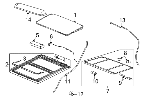 2004 Saturn Vue Sunshade Stop Diagram for 88890180