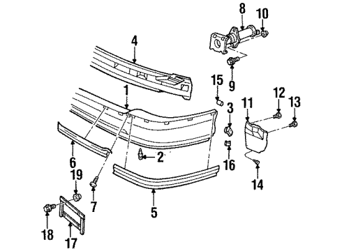 1995 Cadillac DeVille Emblem Nut Diagram for 9440178