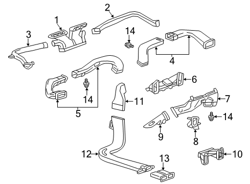 2018 Cadillac ATS Defroster Nozzle Diagram for 20934479
