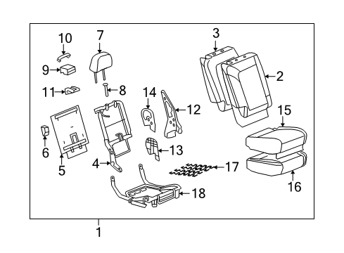 2008 Saturn Vue Recliner Diagram for 96839535