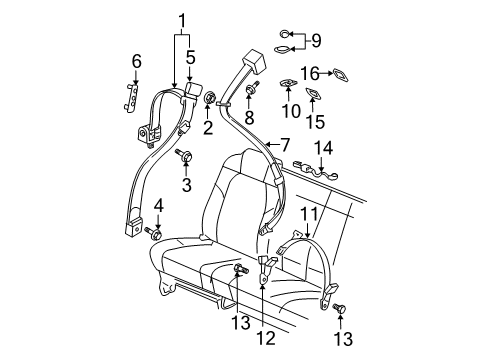 2005 Buick Rendezvous Outer Belt Assembly Lower Retainer, Front Diagram for 11609886