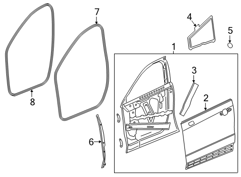 2025 Cadillac XT4 Door & Components Diagram
