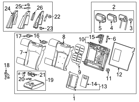 2014 Cadillac XTS Hinge, Rear Diagram for 13254513