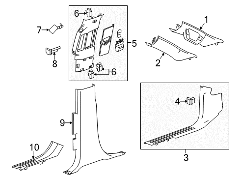 2019 Chevy Suburban Interior Trim - Pillars Diagram