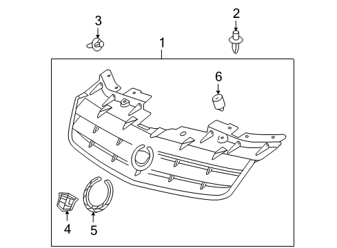 2005 Cadillac STS Grille Diagram for 25712895
