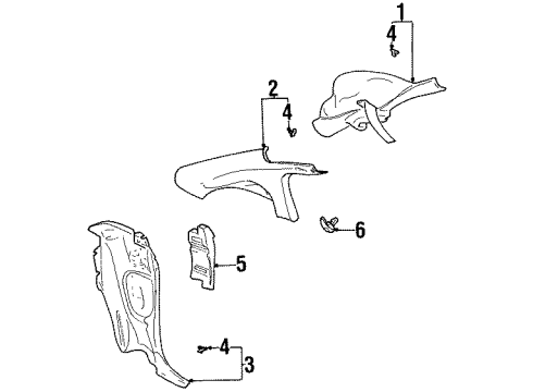 2002 Saturn SC1 Interior Trim - Quarter Panels Diagram