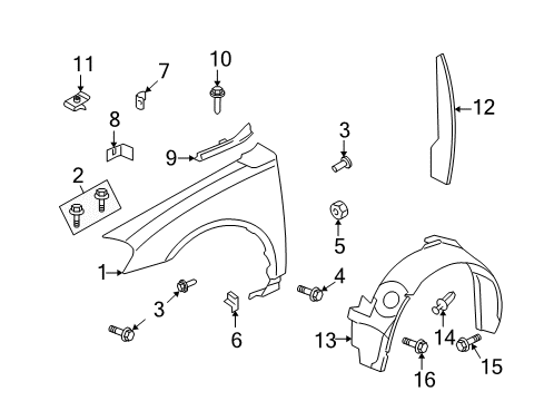 2010 Chevy Impala Fender & Components Diagram