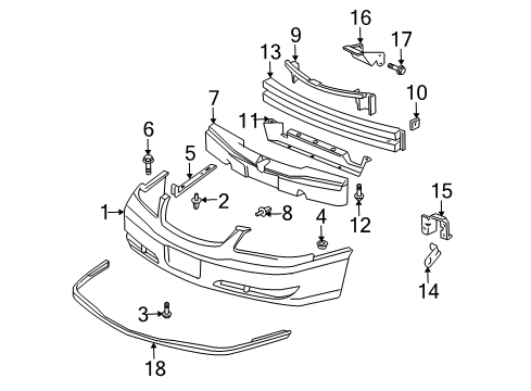 2005 Chevy Impala Bumper & Components - Front Diagram 2 - Thumbnail