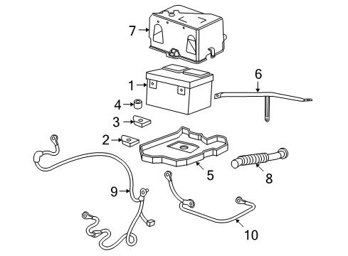 2007 Buick Rainier Battery Tray Diagram for 15080344