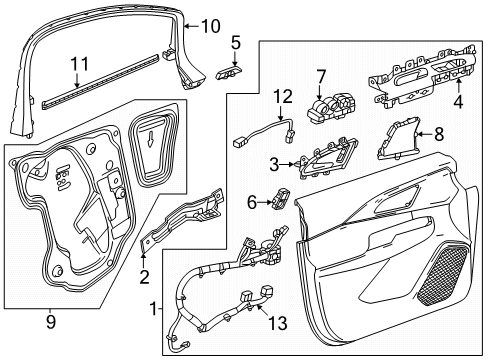 2024 Chevy Equinox EV Interior Trim - Front Door Diagram