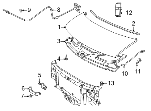 2002 GMC Savana 3500 Hood & Components Diagram