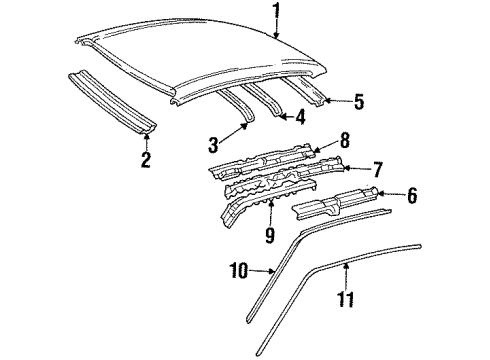 1998 Chevy Prizm Roof & Components Diagram