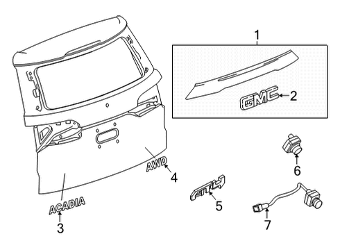 2023 GMC Acadia Exterior Trim - Lift Gate Diagram