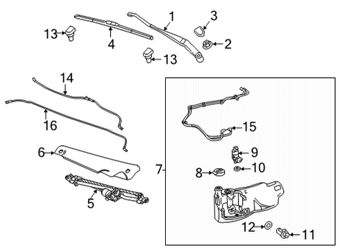 2024 Chevy Suburban Wiper & Washer Components Diagram