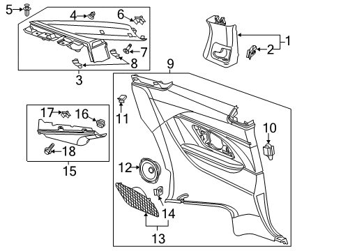 2014 Cadillac ELR Window Trim Cap Diagram for 23169725
