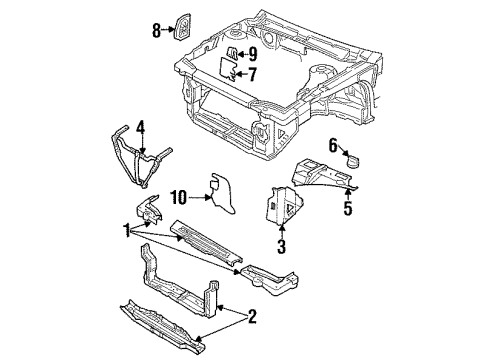 1992 Pontiac Grand Am Upper Tie Bar, Front Diagram for 12463181