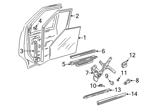 1989 Chevy Astro Glass - Door Diagram