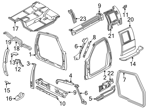 1998 Chevy C2500 Inner Rocker, Driver Side Diagram for 15682381