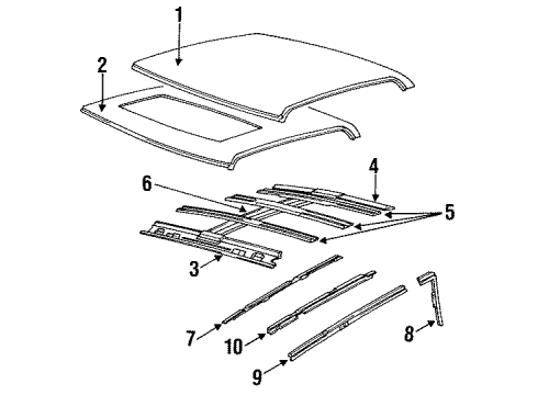 1990 Cadillac Seville Roof Bow Diagram for 20465388